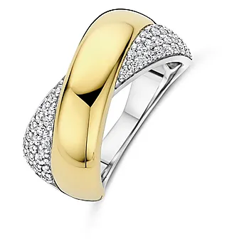 Ring i 925 forgylt sølv med zirkonia