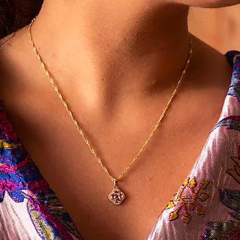 Bilde nummer 3 av Pan Jewelry, Ivy smykke i forgylt 925 sølv med rosa zirkonia