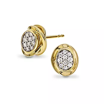 Pan Jewelry, Øredobber i 585 gult gull med diamanter 0,15 ct