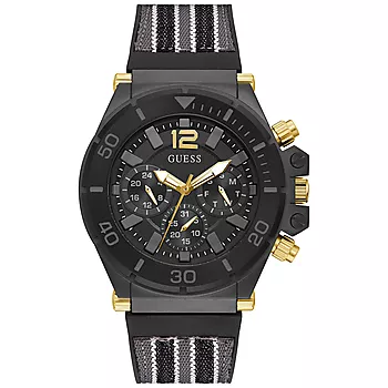 Guess, Sport herreklokke med sort stålkasse og nylon/silikon rem