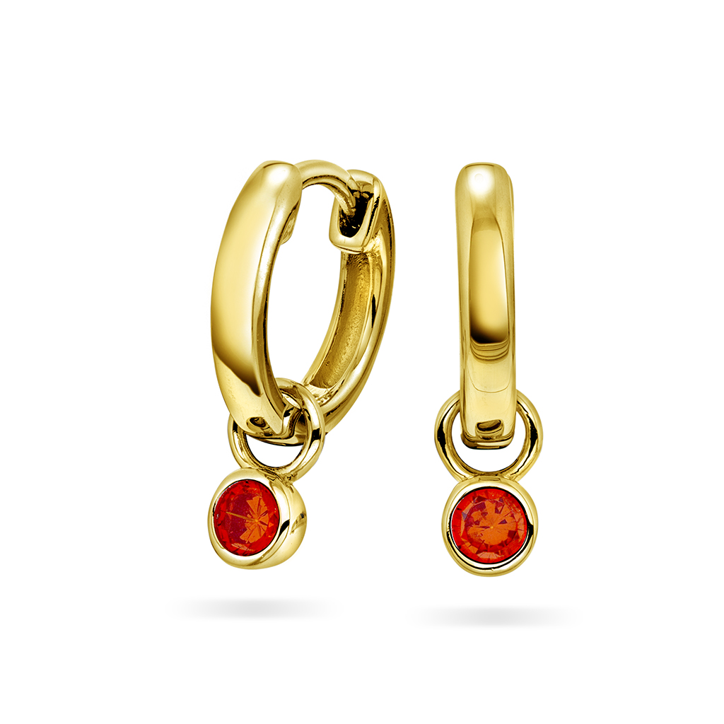 Pan Jewelry, Øreringer i 925 forgylt sølv med orange zirkonia