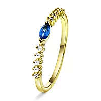 Pan Jewelry, Ring i forgylt 925 sølv med blå zirkonia