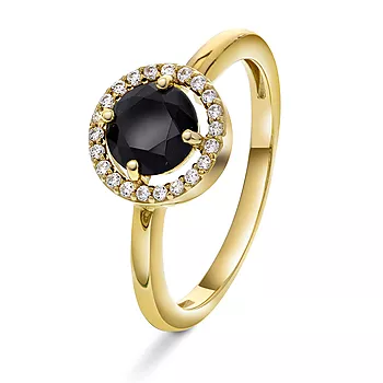 Pan Jewelry, Ring i forgylt sølv med zirkonia og nano glasssten