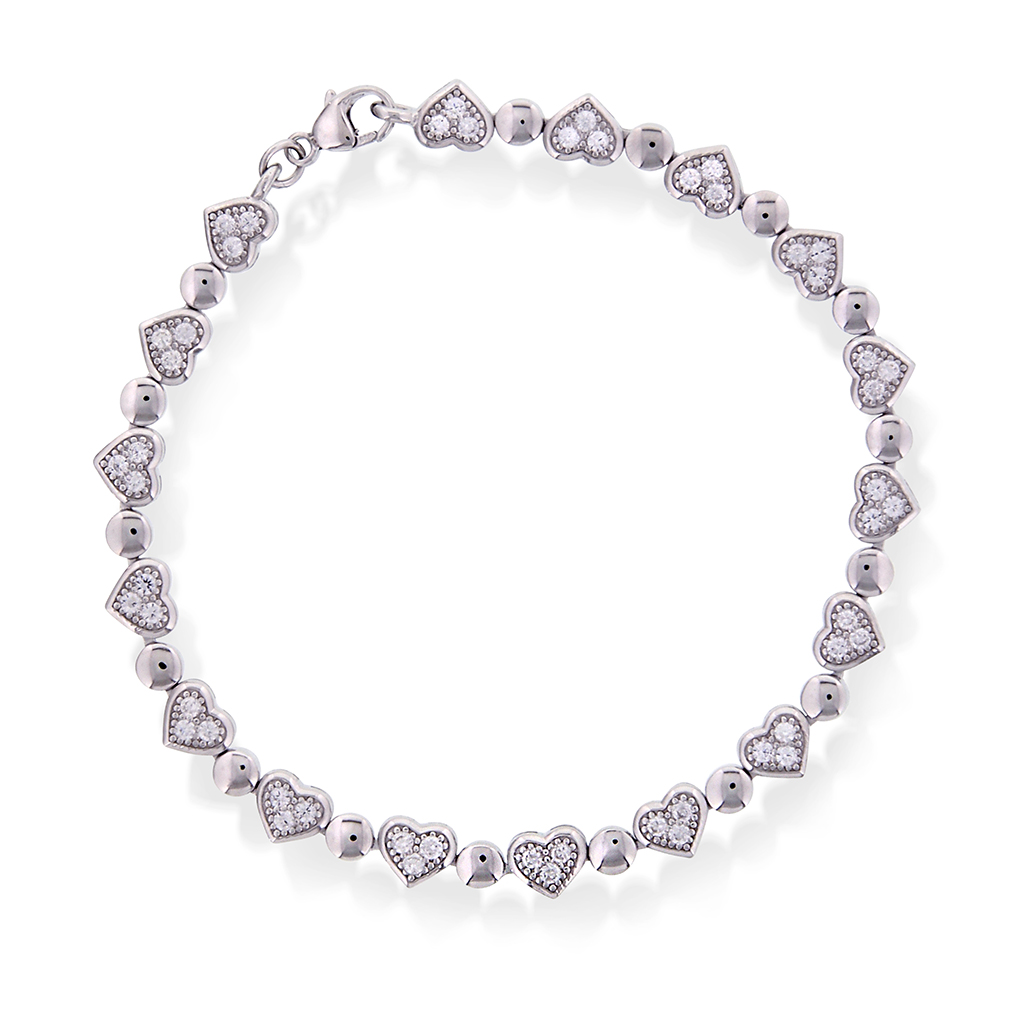 Pan Jewelry, Hjerte armbånd i 925 sølv med zirkonia