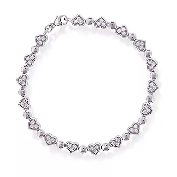 Pan Jewelry, Hjerte armbånd i 925 sølv med zirkonia