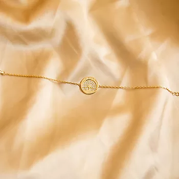 Bilde nummer 2 av Pan Jewelry, Armbånd i 925 forgylt sølv med hvite zirkonia og teksten “Alt blir bra”