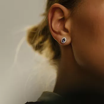 Bilde nummer 2 av Pan Jewelry, Øredobber i 585 hvitt gull med diamanter 0,17 ct og tanzanitt