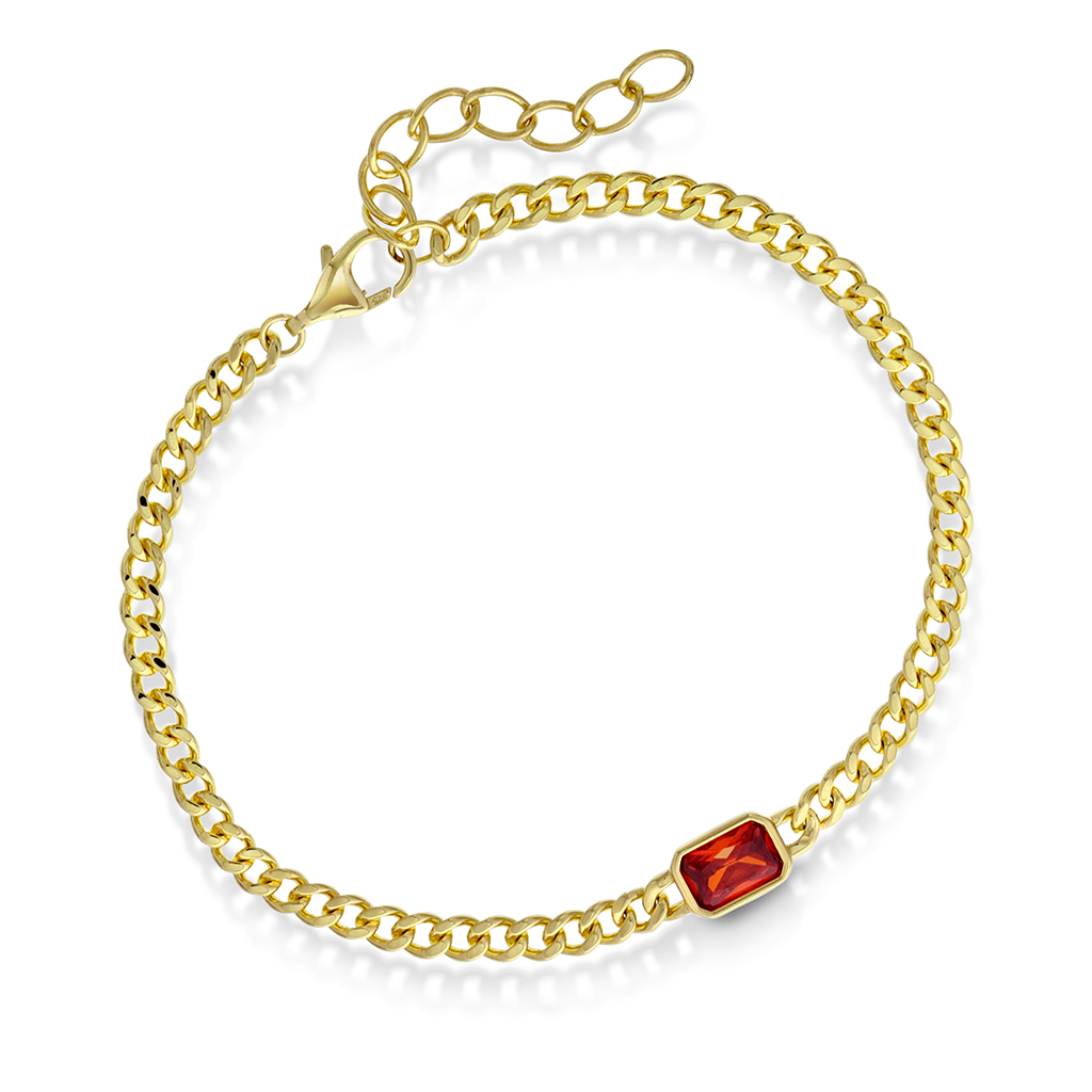 Pan Jewelry, Armbånd i forgylt 925 sølv med orange zirkonia