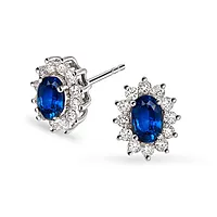 Gold Collection, Øredobber i 585 hvitt gull med diamanter 0,48 ct og safir