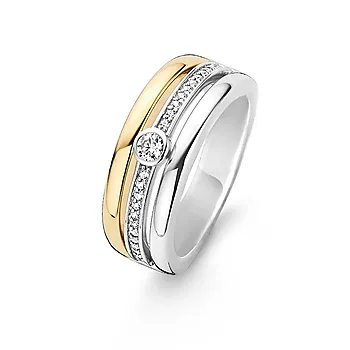 Ti Sento, Ring i forgylt 925 sølv med zirkonia
