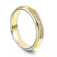 Giftering i 585 gult og hvitt gull med diamanter 0,12 CT | 4 mm bredde