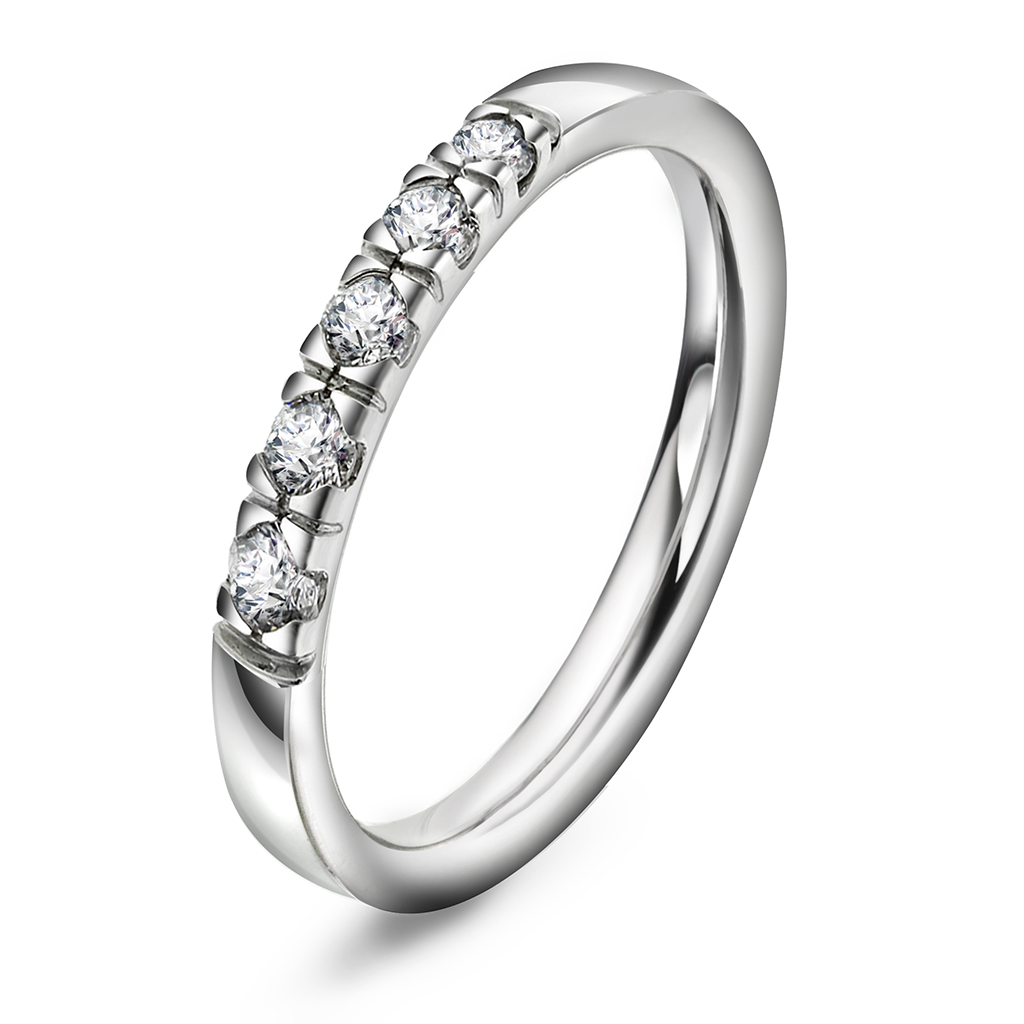 Pan Jewelry, Lady alliansering i 585 hvitt gull med diamant 0,15 ct TWSI