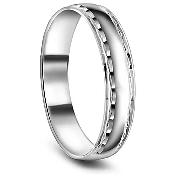 Giftering i 375 hvitt gull med mønster | 4,5 mm bredde
