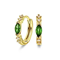 Pan Jewelry, Øreringer i forgylt 925 sølv med olivengrønn zirkonia
