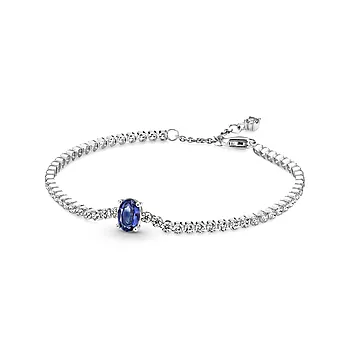 Pandora timeless, Tennisarmbånd i 925 sølv med blå krystall