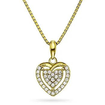 Pan Jewelry, Smykke i forgylt 925 sølv med hjerte og zirkonia