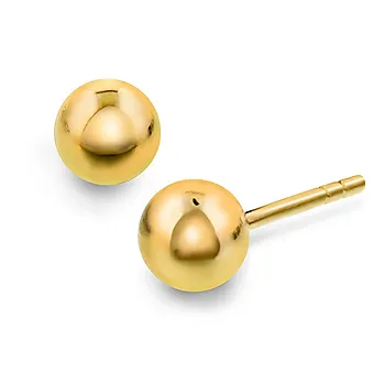 Øredobber i 375 gult gull med kule, 6 mm