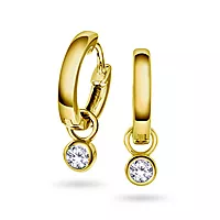 Pan Jewelry, Øreringer i 925 forgylt sølv med hvit zirkonia