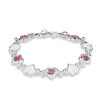 Armbånd til barn i 925 sølv med rose og hvite hjerter
