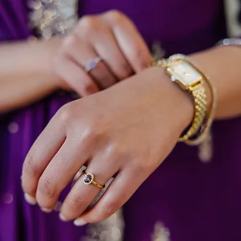 Bilde nummer 3 av Pan Jewelry, Athens Charm ring i forgylt 925 sølv med brun zirkonia