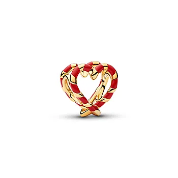 Charms i forgylt med polkastang hjerte