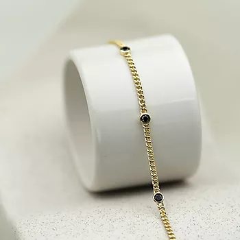 Bilde nummer 2 av Pan Jewelry, Armbånd i forgylt 925 sølv med sorte zirkonia