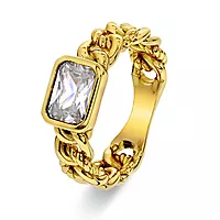Pan Jewelry, Ring i forgylt 925 sølv med hvit zirkonia