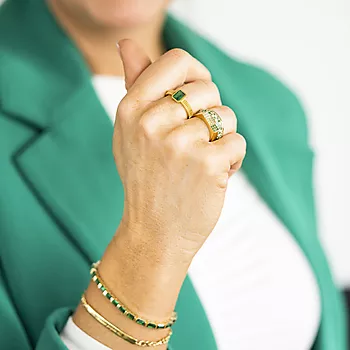 Bilde nummer 3 av Janne Formoe by Pan Jewelry, Ring i forgylt 925 sølv med grønne, gule og hvite zirkonia