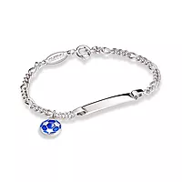 Pia&Per, Armbånd i 925 sølv med graveringsplate og fotball charms i blå og hvit emalje