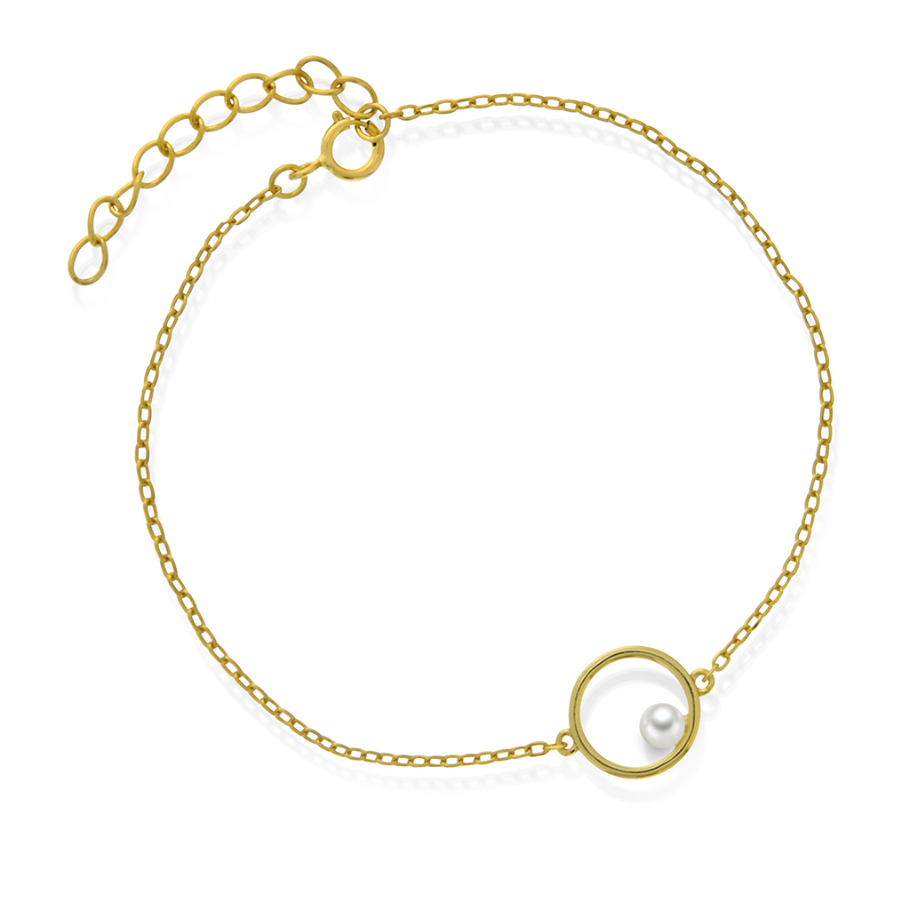 Pan Jewelry, Armbånd i 925 forgylt sølv med ferskvannsperle