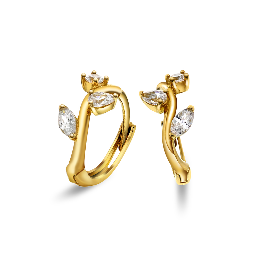 Pan Jewelry, Øreringer i 585 gult gull med zirkonia