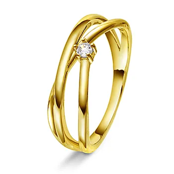 Pan Jewelry, Ring i forgylt 925 sølv med hvit zirkonia