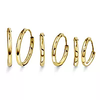 Pan Jewelry, Øreringer i forgylt 925 sølv 3 pk. 14/16/19 mm