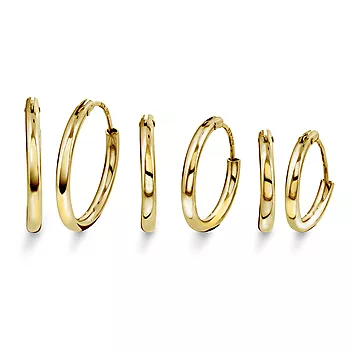 Pan Jewelry, Øreringer i forgylt 925 sølv 3 pk. 14/16/19 mm