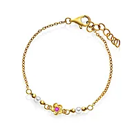 Armbånd til barn i 925 forgylt sølv med blomst og perler
