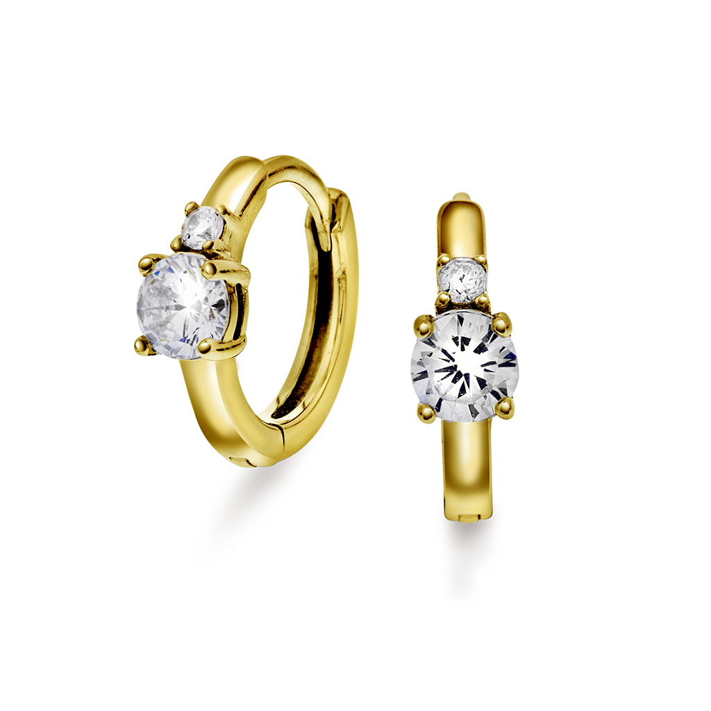 Pan Jewelry, Øreringer i 925 forgylt sølv med zirkonia