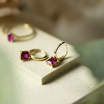 Bilde nummer 4 av Pan Jewelry, Øreringer i forgylt sølv med rosa zirkonia