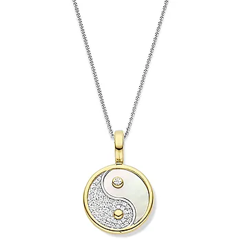 Ti Sento,  Anheng i forgylt 925 sølv med zirkonia og yin/yang