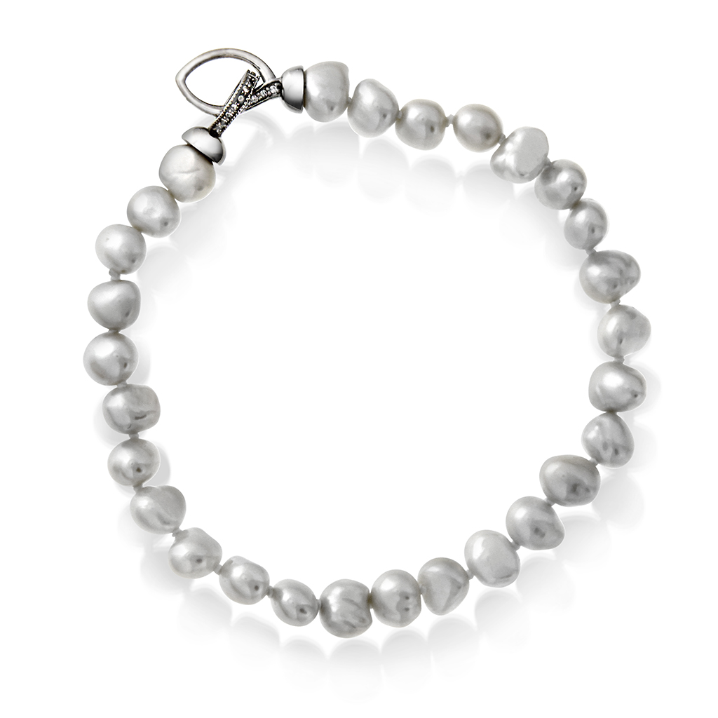 Pan Jewelry, Armbånd i 925 sølv med barokk ferskvannsperler og zirkonia