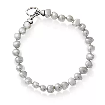 Pan Jewelry, Armbånd i 925 sølv med barokk ferskvannsperler og zirkonia