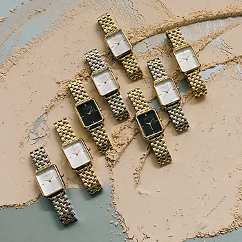 Bilde nummer 3 av The Octagon dameklokke i gullfarget stål