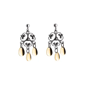 Øredobber i 830 oksidert og forgylt sølv