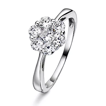 Pan Jewelry, Ring i 925 sølv med zirkonia og rosett