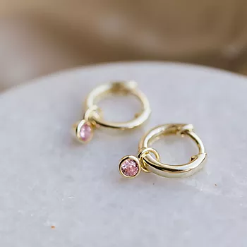 Bilde nummer 3 av Pan Jewelry, Øreringer i 925 forgylt sølv med rosa zirkonia