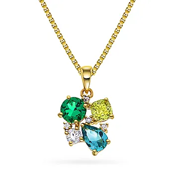 Pan Jewelry, Smykke i forgylt 925 sølv med grønne zirkonia