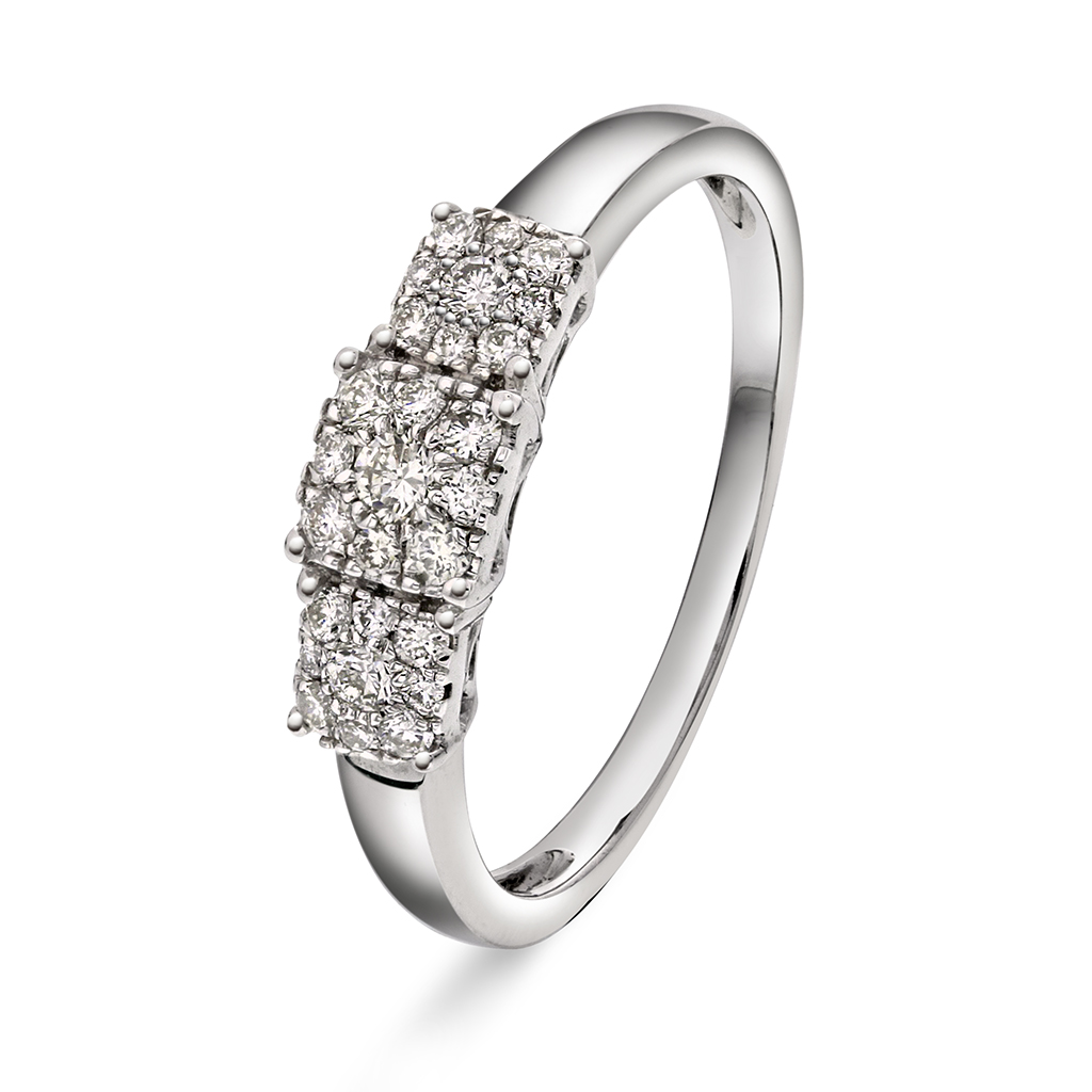 Line diamantring i 375 hvitt gull 0,25 ct
