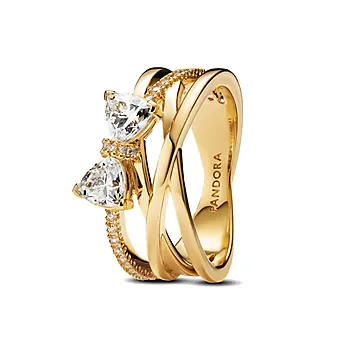 Pandora Timeless, Ring i 925 forgylt sølv med sløyfe og zirkonia