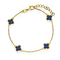 Pan Jewelry, Kløver armbånd i forgylt 925 sølv med havblå lapis lazuli