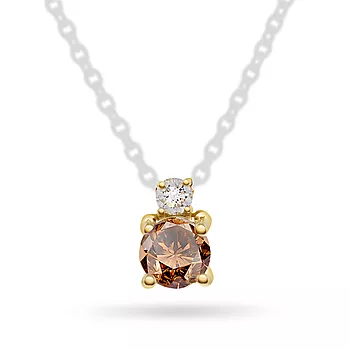 Pan Jewelry, Anheng i 585 gult gull med diamant 0,04 ct og champagnefarget granatsten