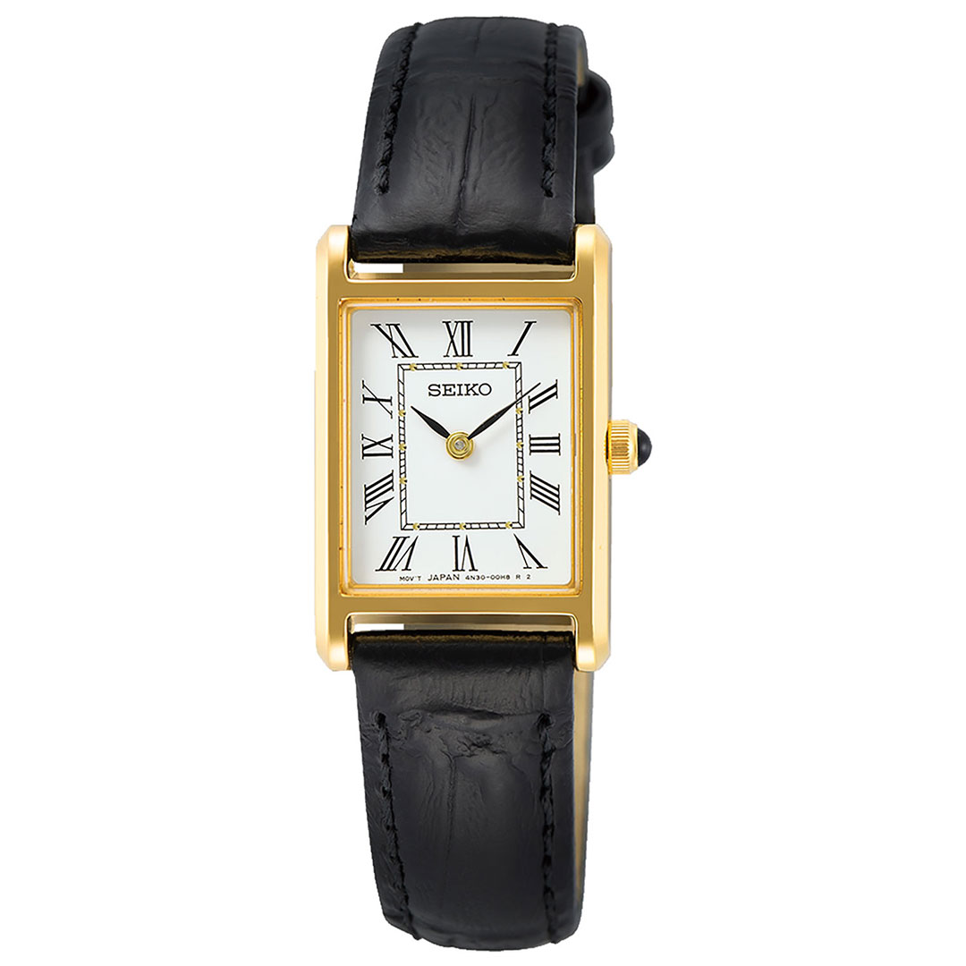 Seiko, Basic dameklokke med sort skinnrem